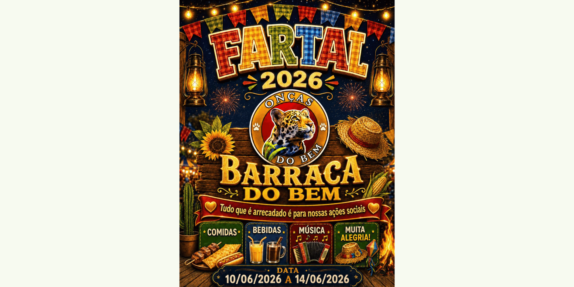 Onças do Bem participam da Fartal 2026 com barraca solidária