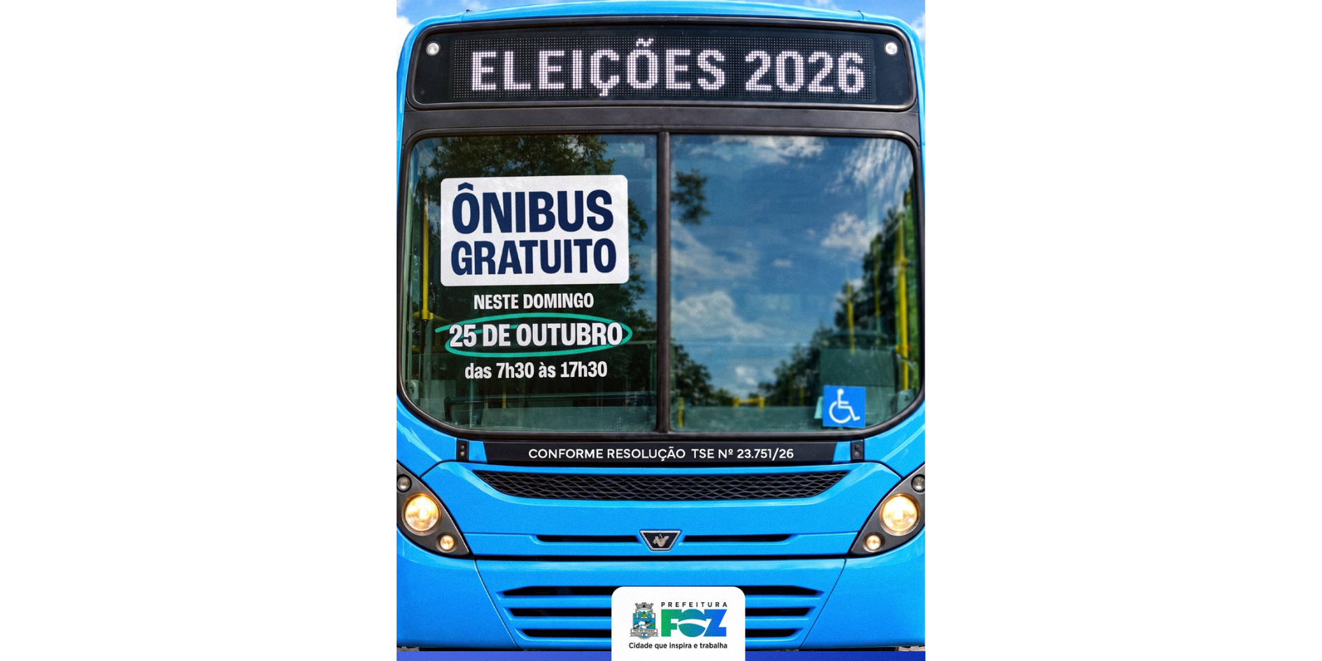 Transporte coletivo de Foz será gratuito no segundo turno das eleições
